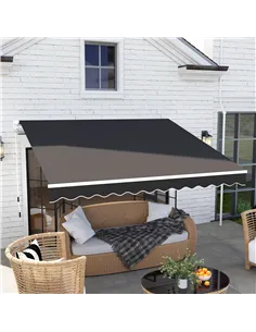 Outsunny 3 x 2.5m Garden Patio Manual Awning, Retractable Canopy Sun Shade Shelter with Fittings and Crank Handle, Black 2