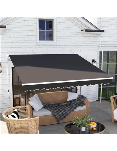 Outsunny 3 x 2.5m Garden Patio Manual Awning, Retractable Canopy Sun Shade Shelter with Fittings and Crank Handle, Black
