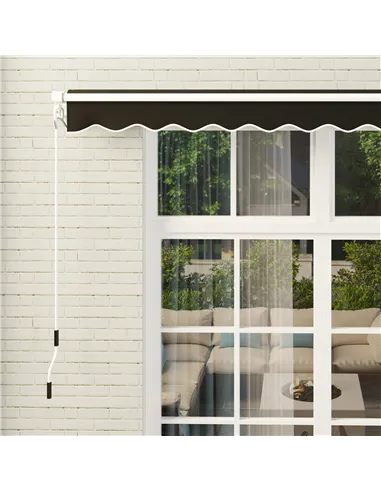 Outsunny 3 x 2.5m Garden Patio Manual Awning, Retractable Canopy Sun Shade Shelter with Fittings and Crank Handle, Black