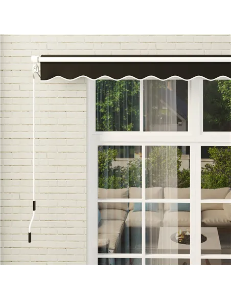 Outsunny 3 x 2.5m Garden Patio Manual Awning, Retractable Canopy Sun Shade Shelter with Fittings and Crank Handle, Black