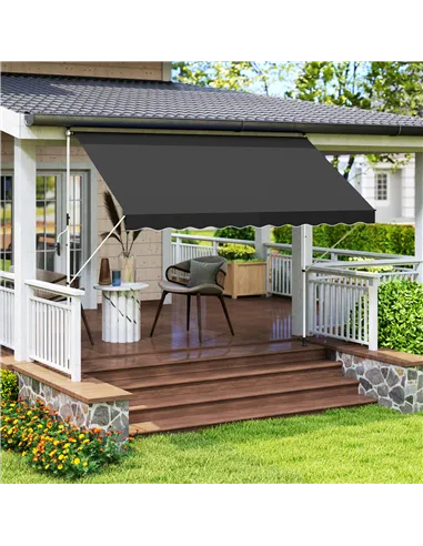 Outsunny 3x1.5m  Adjustable Outdoor Aluminium Frame Awning Black