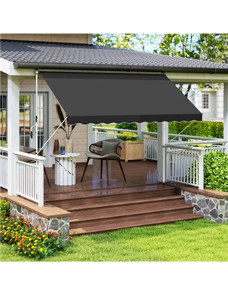 Outsunny 3x1.5m  Adjustable Outdoor Aluminium Frame Awning Black