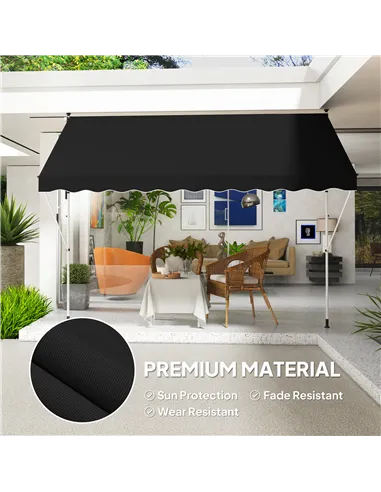 Outsunny 3x1.5m  Adjustable Outdoor Aluminium Frame Awning Black