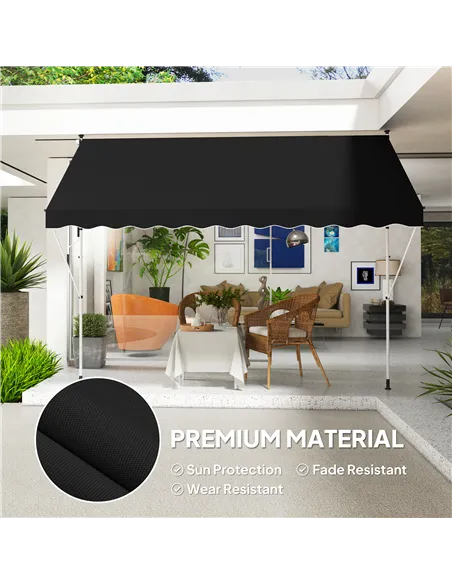 Outsunny 3x1.5m  Adjustable Outdoor Aluminium Frame Awning Black