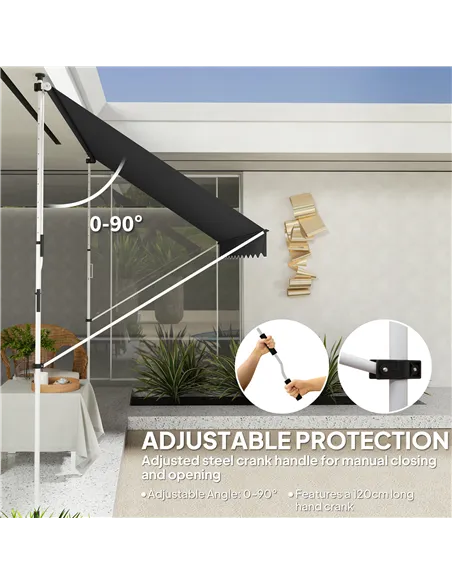 Outsunny 3x1.5m  Adjustable Outdoor Aluminium Frame Awning Black