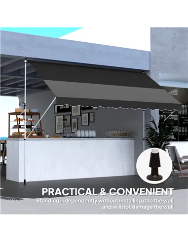 Outsunny 3x1.5m  Adjustable Outdoor Aluminium Frame Awning Black