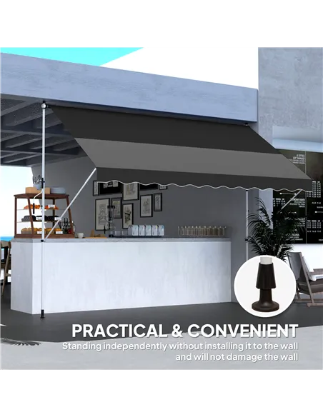 Outsunny 3x1.5m  Adjustable Outdoor Aluminium Frame Awning Black