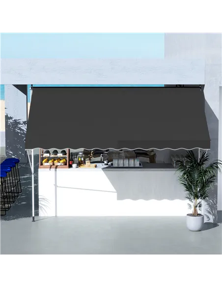 Outsunny 3x1.5m  Adjustable Outdoor Aluminium Frame Awning Black