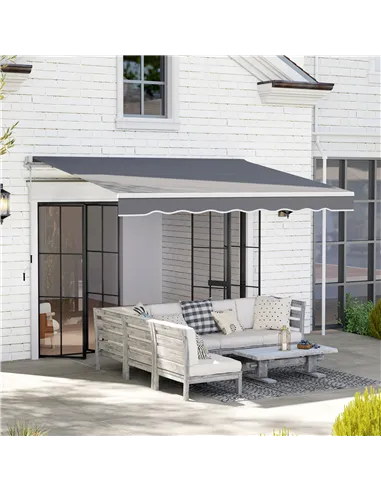 Outsunny 2 x 2.5m Manual Retractable Awning - Dark Grey