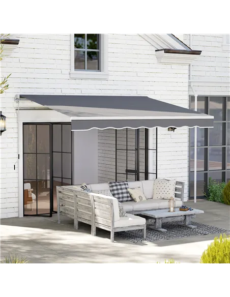 Outsunny 2 x 2.5m Manual Retractable Awning - Dark Grey