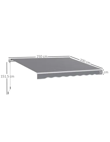 Outsunny 2 x 2.5m Manual Retractable Awning - Dark Grey