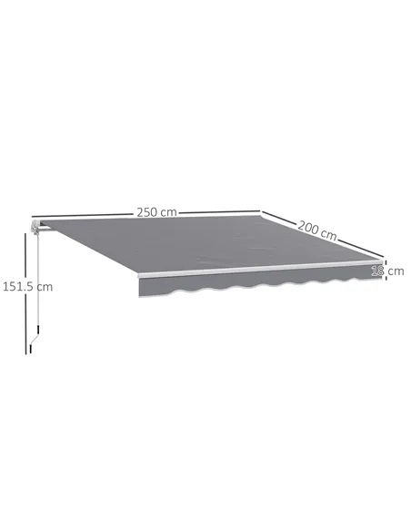 Outsunny 2 x 2.5m Manual Retractable Awning - Dark Grey