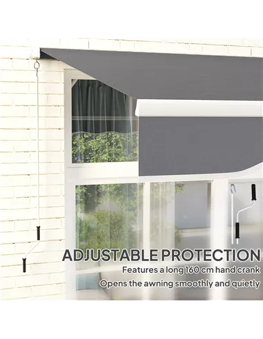 Outsunny 2 x 2.5m Manual Retractable Awning - Dark Grey