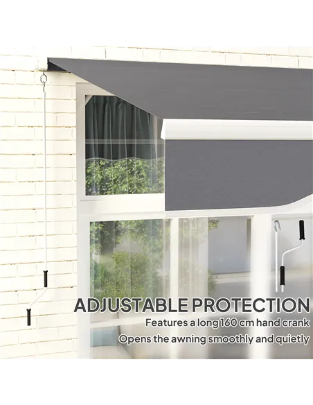 Outsunny 2 x 2.5m Manual Retractable Awning - Dark Grey
