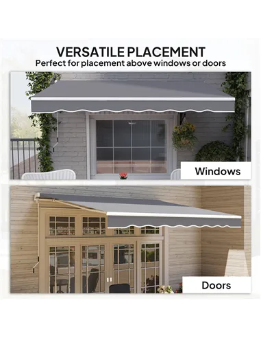 Outsunny 2 x 2.5m Manual Retractable Awning - Dark Grey