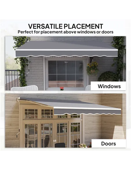 Outsunny 2 x 2.5m Manual Retractable Awning - Dark Grey