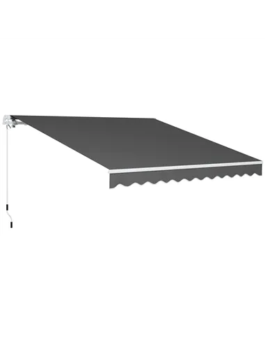 Outsunny 3 x 2.5m Garden Patio Manual Awning, Retractable Canopy Sun Shade Shelter with Fittings and Crank Handle, Dark Grey