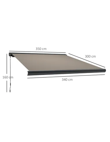 Outsunny 3.5 x 3 m Electric Awning with Remote Controller, Aluminium Frame DIY Retractable Awning, UV50+ Sun Shade Canopy for Ga