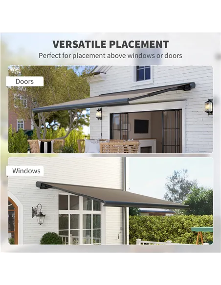 Outsunny 3.5 x 3 m Electric Awning with Remote Controller, Aluminium Frame DIY Retractable Awning, UV50+ Sun Shade Canopy for Ga