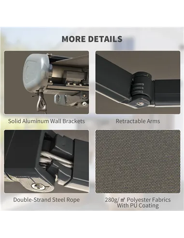 Outsunny 3.5 x 3 m Electric Awning with Remote Controller, Aluminium Frame DIY Retractable Awning, UV50+ Sun Shade Canopy for Ga