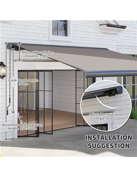 Outsunny 3.5 x 3 m Electric Awning with Remote Controller, Aluminium Frame DIY Retractable Awning, UV50+ Sun Shade Canopy for Ga