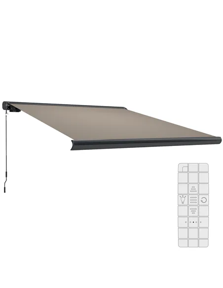 Outsunny 3 x 2.5 m Electric Awning with Remote Controller, Aluminium Frame DIY Retractable Awning, UV50+ Sun Shade Canopy for Ga