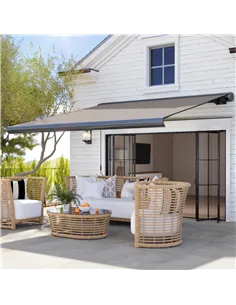 Outsunny 3 x 2.5 m Electric Awning with Remote Controller, Aluminium Frame DIY Retractable Awning, UV50+ Sun Shade Canopy for Ga 2