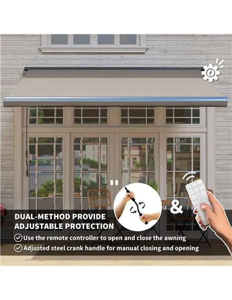Outsunny 3 x 2.5 m Electric Awning with Remote Controller, Aluminium Frame DIY Retractable Awning, UV50+ Sun Shade Canopy for Ga