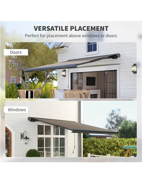 Outsunny 3 x 2.5 m Electric Awning with Remote Controller, Aluminium Frame DIY Retractable Awning, UV50+ Sun Shade Canopy for Ga