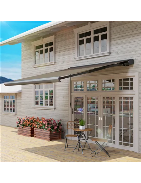 Outsunny 3 x 2.5 m Electric Awning with Remote Controller, Aluminium Frame DIY Retractable Awning, UV50+ Sun Shade Canopy for Ga