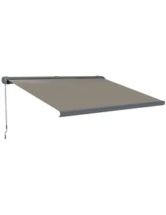 Outsunny 4 x 3(m) Full Cassette Electric Awning with Remote Controller, Aluminium Frame DIY Retractable Garden Awning, UPF50+ Su