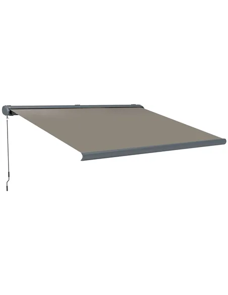 Outsunny 4 x 3(m) Full Cassette Electric Awning with Remote Controller, Aluminium Frame DIY Retractable Garden Awning, UPF50+ Su