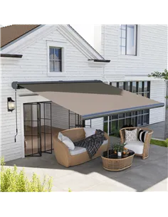 Outsunny 4 x 3(m) Full Cassette Electric Awning with Remote Controller, Aluminium Frame DIY Retractable Garden Awning, UPF50+ Su 2