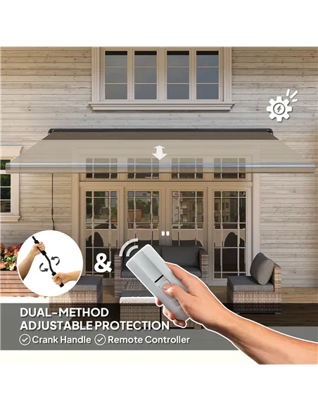 Outsunny 4 x 3(m) Full Cassette Electric Awning with Remote Controller, Aluminium Frame DIY Retractable Garden Awning, UPF50+ Su