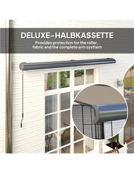 Outsunny 4 x 3(m) Full Cassette Electric Awning with Remote Controller, Aluminium Frame DIY Retractable Garden Awning, UPF50+ Su
