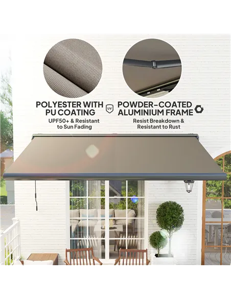 Outsunny 4 x 3(m) Full Cassette Electric Awning with Remote Controller, Aluminium Frame DIY Retractable Garden Awning, UPF50+ Su