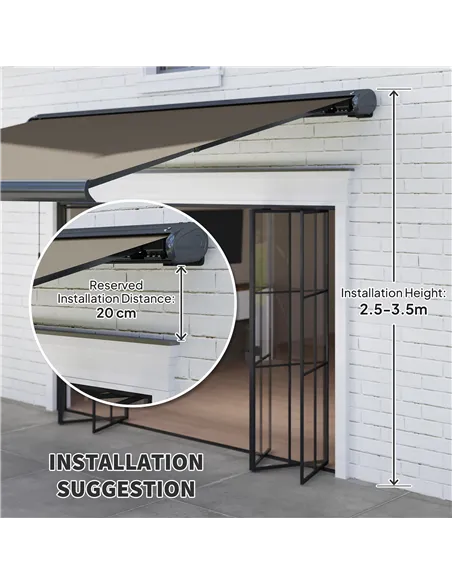 Outsunny 4 x 3(m) Full Cassette Electric Awning with Remote Controller, Aluminium Frame DIY Retractable Garden Awning, UPF50+ Su