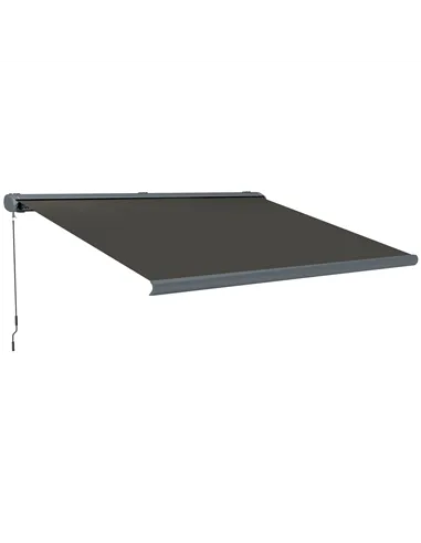 Outsunny 4 x 3(m) Full Cassette Electric Awning with Remote Controller, Aluminium Frame DIY Retractable Garden Awning, UPF50+ Su