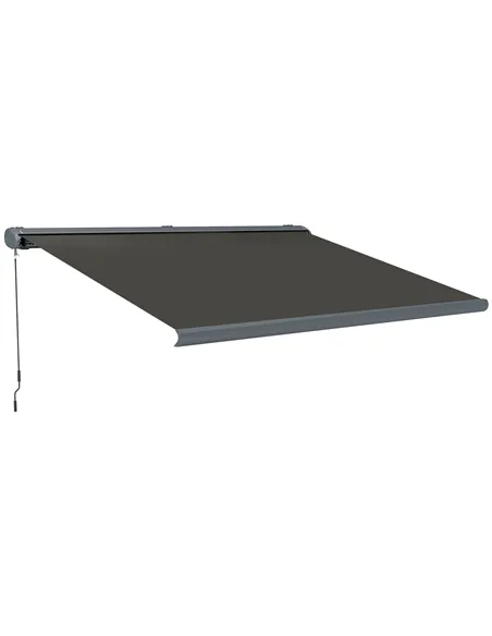 Outsunny 4 x 3(m) Full Cassette Electric Awning with Remote Controller, Aluminium Frame DIY Retractable Garden Awning, UPF50+ Su
