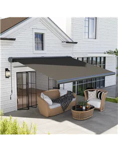 Outsunny 4 x 3(m) Full Cassette Electric Awning with Remote Controller, Aluminium Frame DIY Retractable Garden Awning, UPF50+ Su 2