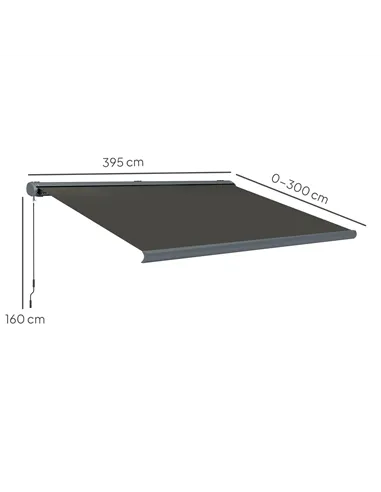 Outsunny 4 x 3(m) Full Cassette Electric Awning with Remote Controller, Aluminium Frame DIY Retractable Garden Awning, UPF50+ Su