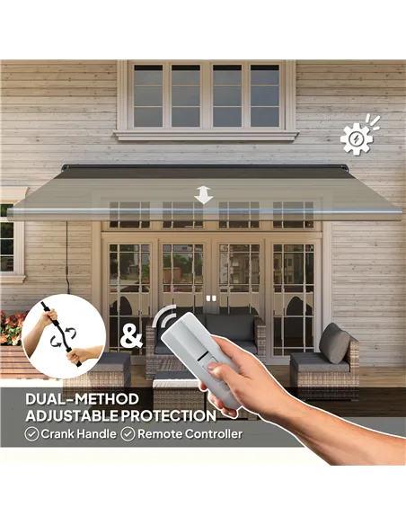 Outsunny 4 x 3(m) Full Cassette Electric Awning with Remote Controller, Aluminium Frame DIY Retractable Garden Awning, UPF50+ Su