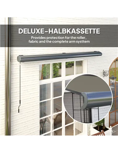 Outsunny 4 x 3(m) Full Cassette Electric Awning with Remote Controller, Aluminium Frame DIY Retractable Garden Awning, UPF50+ Su