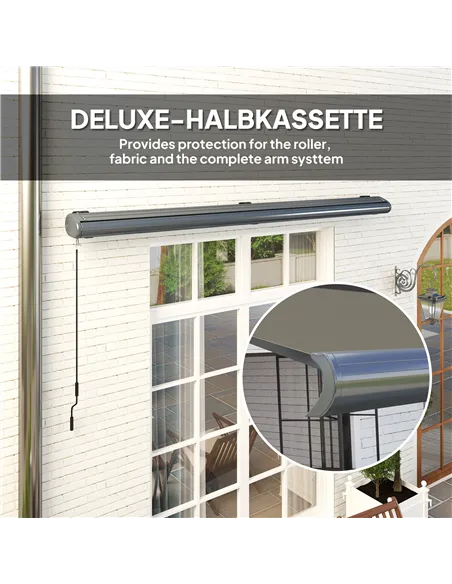 Outsunny 4 x 3(m) Full Cassette Electric Awning with Remote Controller, Aluminium Frame DIY Retractable Garden Awning, UPF50+ Su