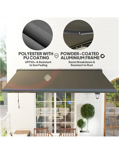 Outsunny 4 x 3(m) Full Cassette Electric Awning with Remote Controller, Aluminium Frame DIY Retractable Garden Awning, UPF50+ Su