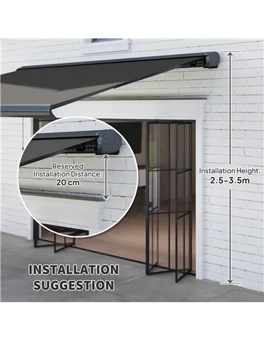 Outsunny 4 x 3(m) Full Cassette Electric Awning with Remote Controller, Aluminium Frame DIY Retractable Garden Awning, UPF50+ Su