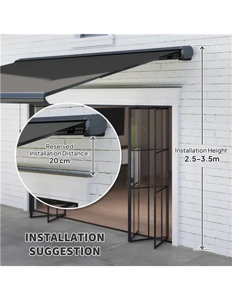Outsunny 4 x 3(m) Full Cassette Electric Awning with Remote Controller, Aluminium Frame DIY Retractable Garden Awning, UPF50+ Su
