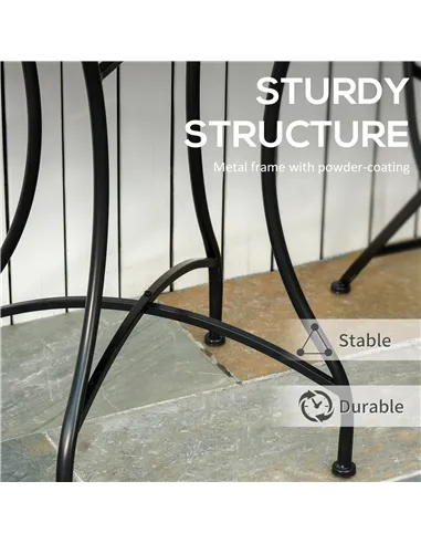 Outsunny Round Mosaic Tabletop Garden Table - Grey/Black