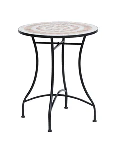 Outsunny 60 cm Mosaic Garden Table, Small Round Outdoor Side Table with Ceramic Top, Plant Stand for Patio, Balcony, Orange and 