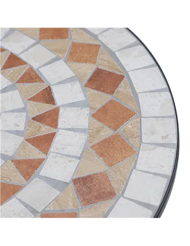 Outsunny 60 cm Mosaic Garden Table, Small Round Outdoor Side Table with Ceramic Top, Plant Stand for Patio, Balcony, Orange and 